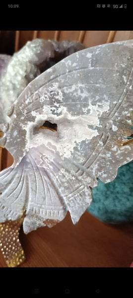 Ocean Jasper Crystal Butterfly carving with stand