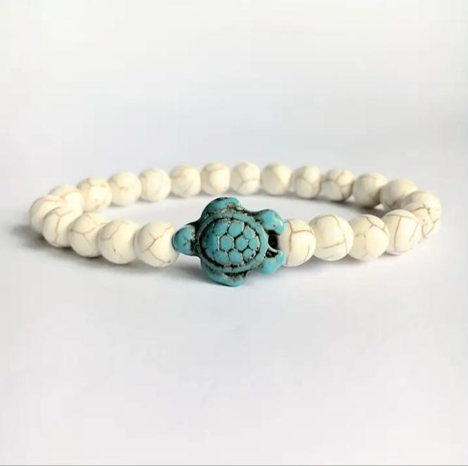 Howlite & Turquoise Sea Turtle Nautical Bracelet