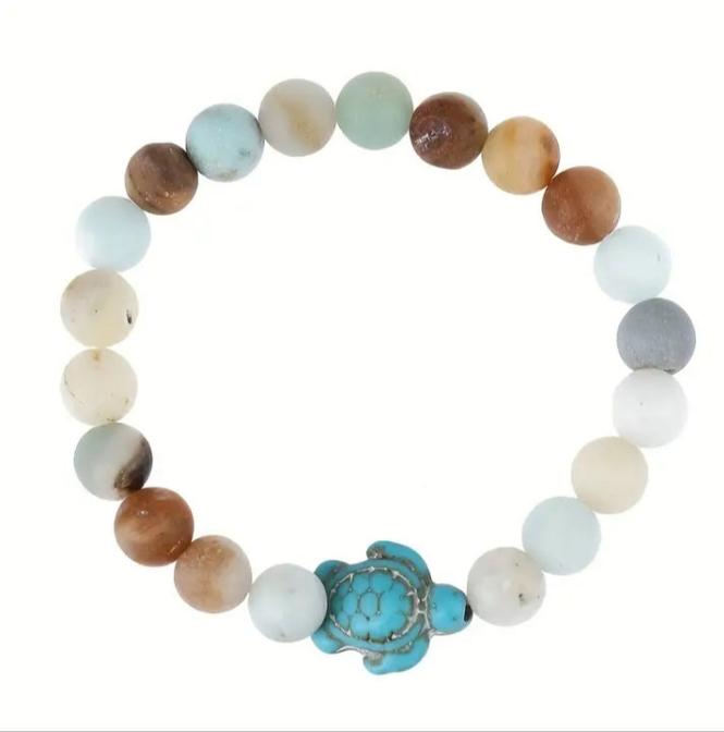 Caribbean Calcite & Turquoise Sea Turtle Nautical Bracelet