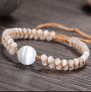 Selenite crystal bracelet with toggle