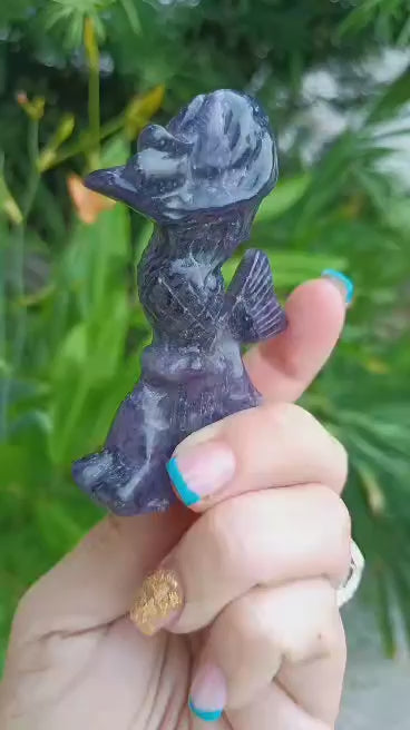 Lepidolite Mermaid Crystal Carving