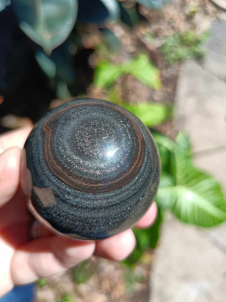 Black Obsidian Crystal Sphere with iron inclusion