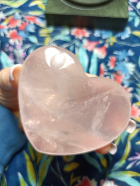 Pink Rose Quartz Crystal Heart Carving