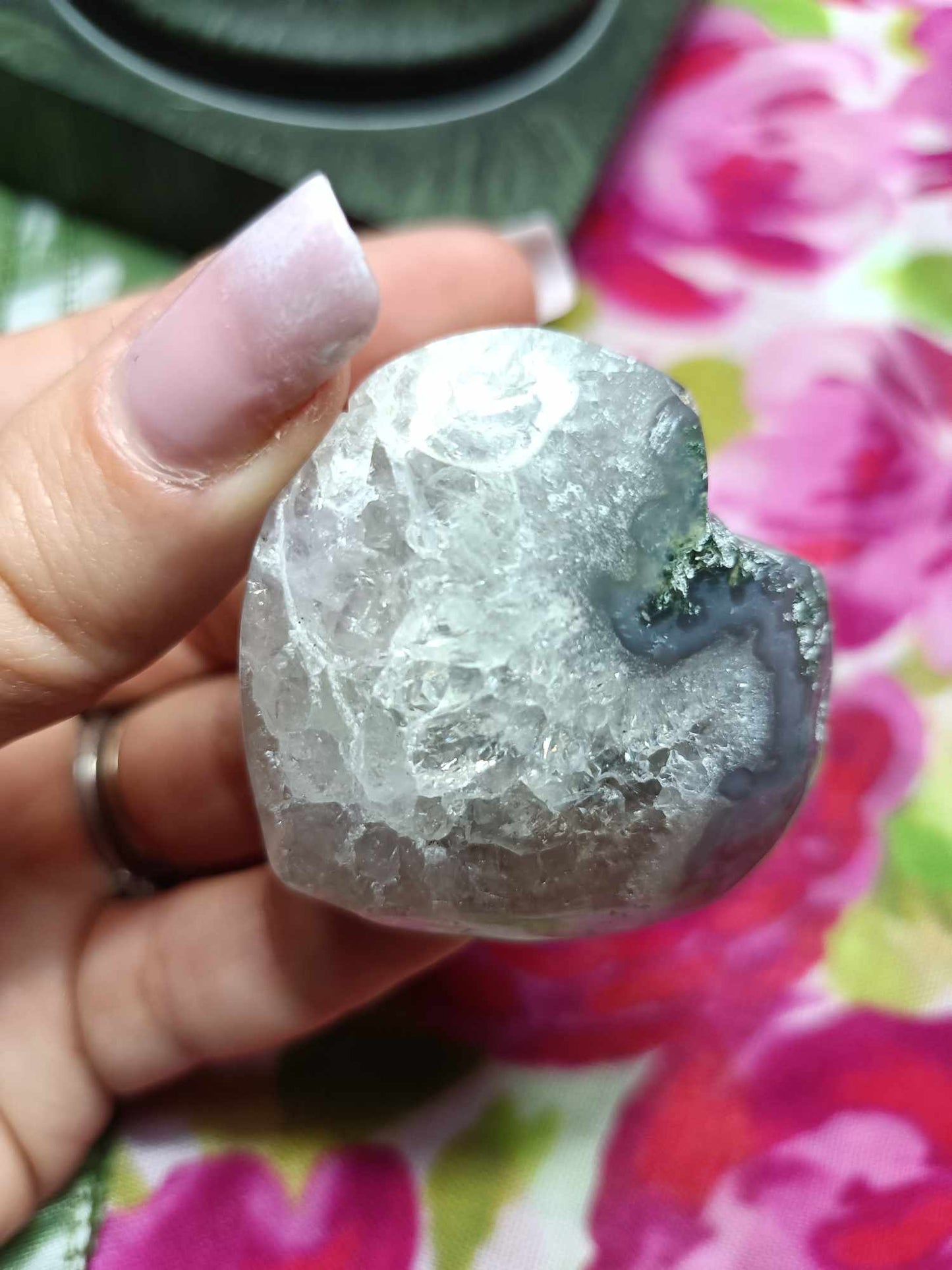 Moss Agate Crystal Heart