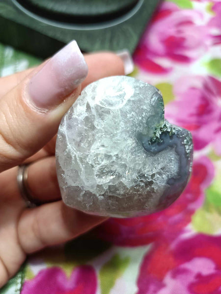 Moss Agate Crystal Heart