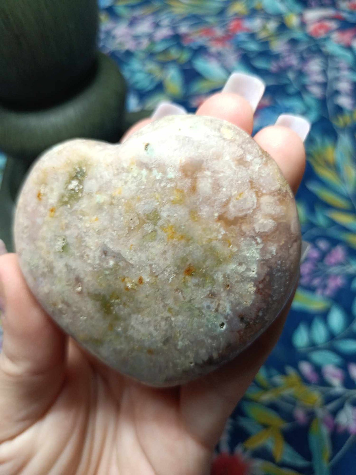 Flower Agate Crystal Heart