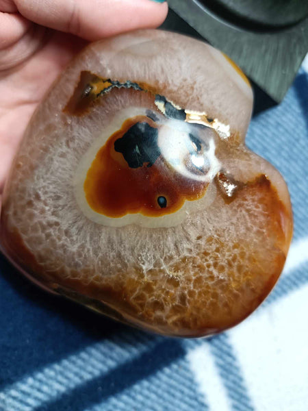 Agate Crystal Heart with Cave Druzy