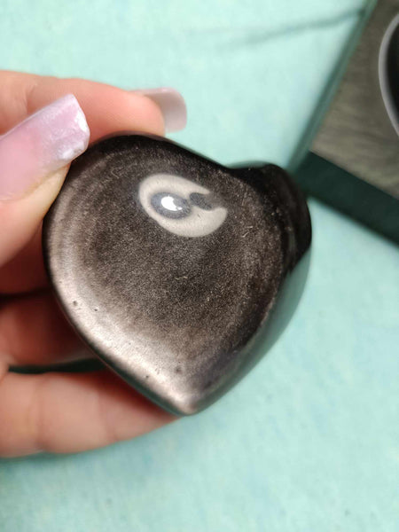 Silver Sheen Obsidian heart