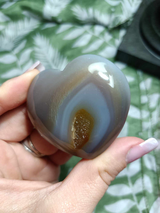 Agate Crystal Heart Carving