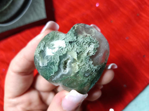 Moss Agate Crystal Heart