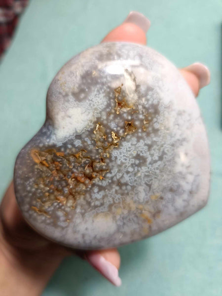 Ocean Jasper Crystal Heart Carving