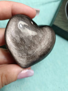 Silver Sheen Obsidian heart