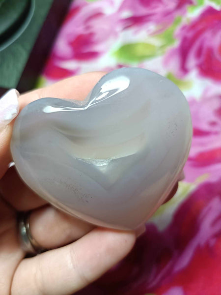 Agate Crystal Heart Carving