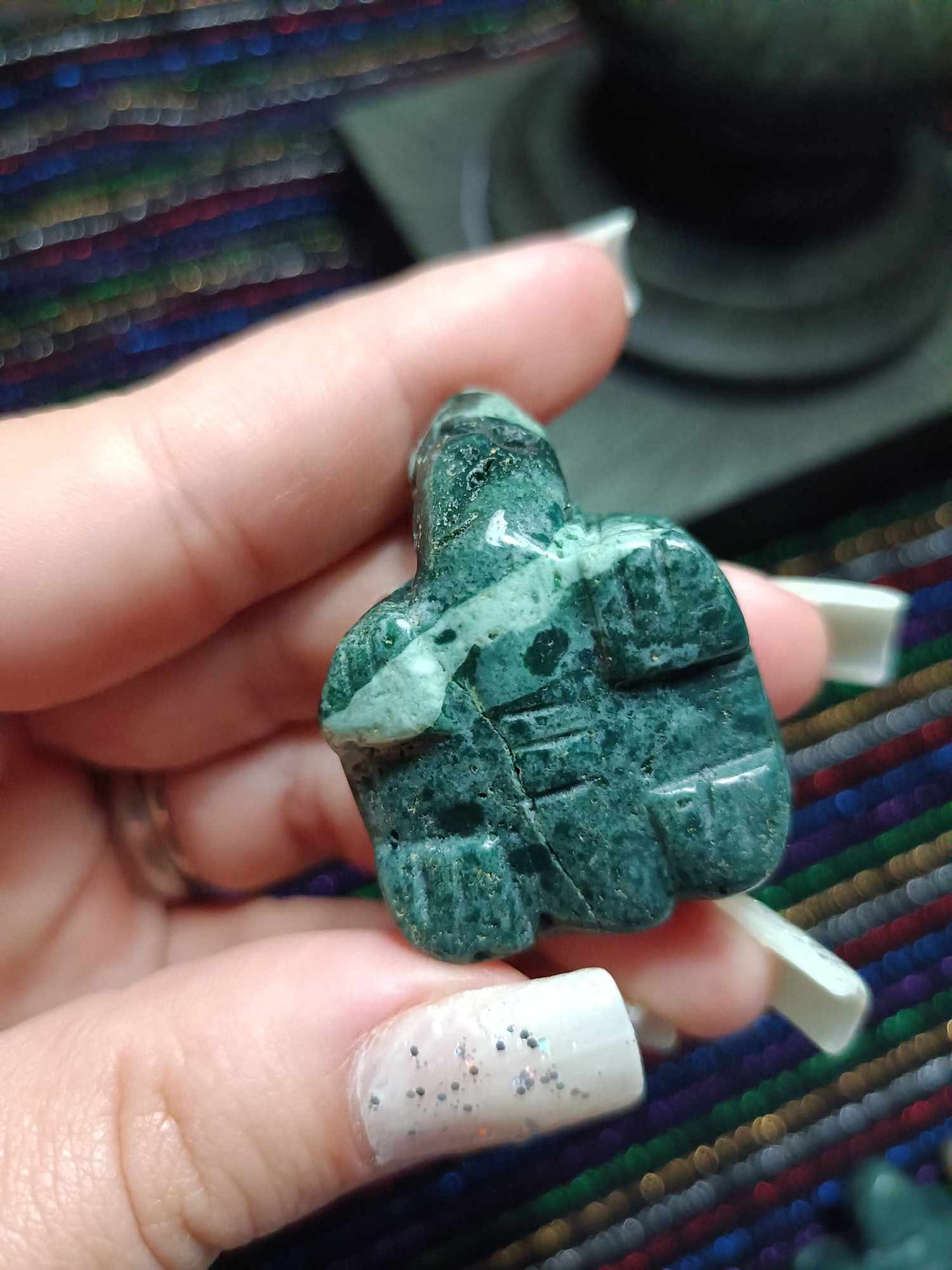 Moss Agate Sea Turtle carving