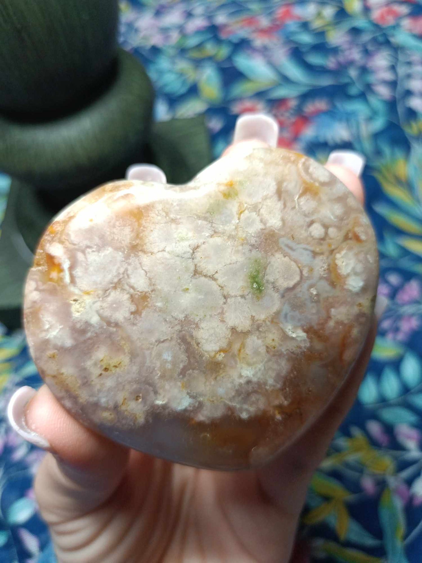 Flower Agate Crystal Heart