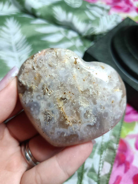 Flower Agate heart Crystal