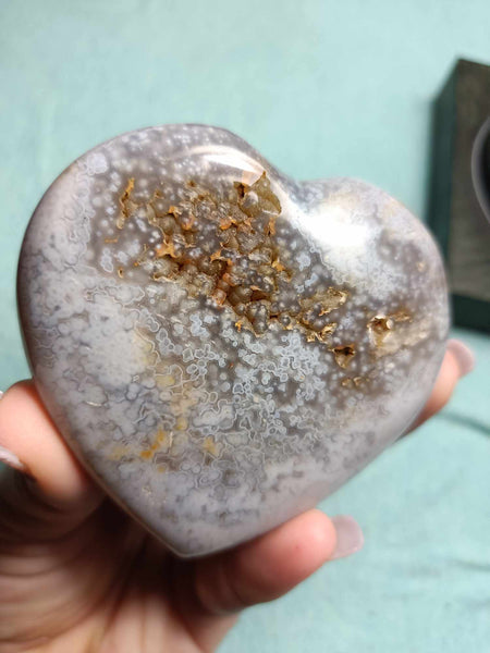 Ocean Jasper Crystal Heart Carving