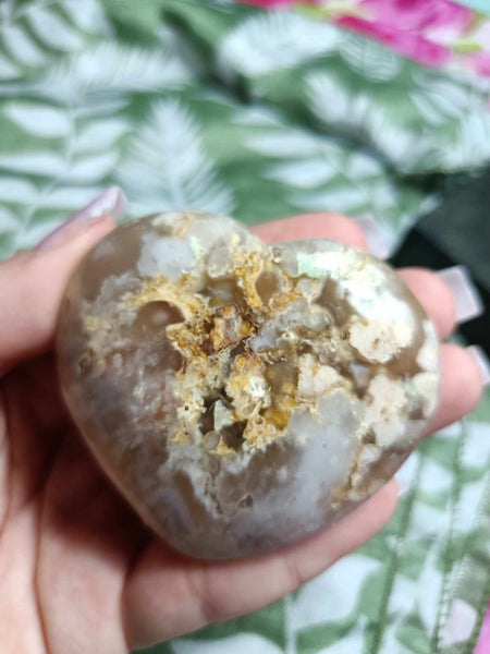 Flower Agate heart Crystal