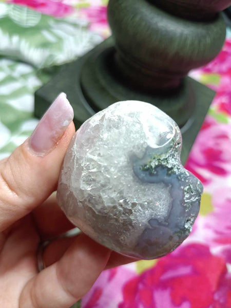 Moss Agate Crystal Heart