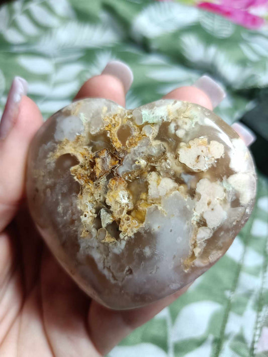 Flower Agate heart Crystal