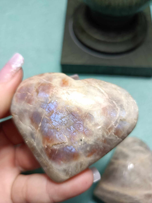 Moonstone white Labradorite Crystal Heart