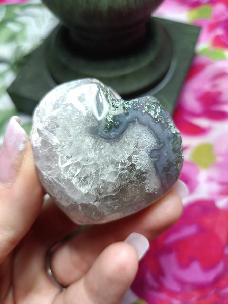 Moss Agate Crystal Heart