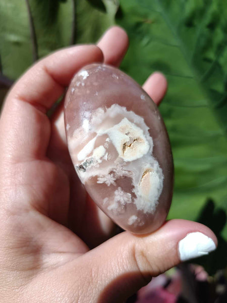 Pink Flower Agate Palmstone