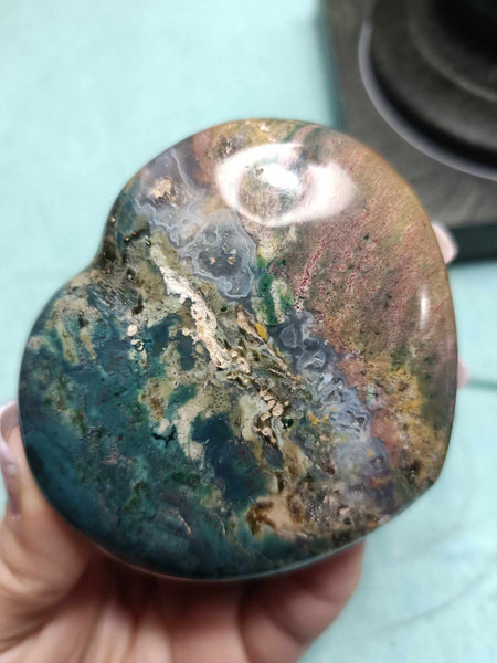 Ocean Jasper Heart purple and green