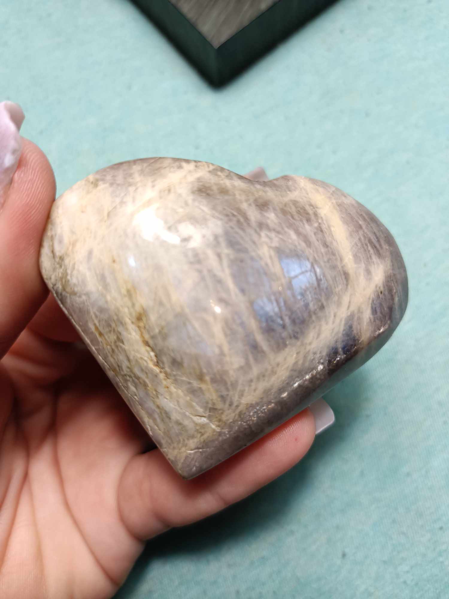 Moonstone white Labradorite Crystal Heart