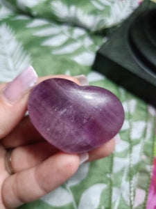 Purple Fluorite Crystal Heart Carving