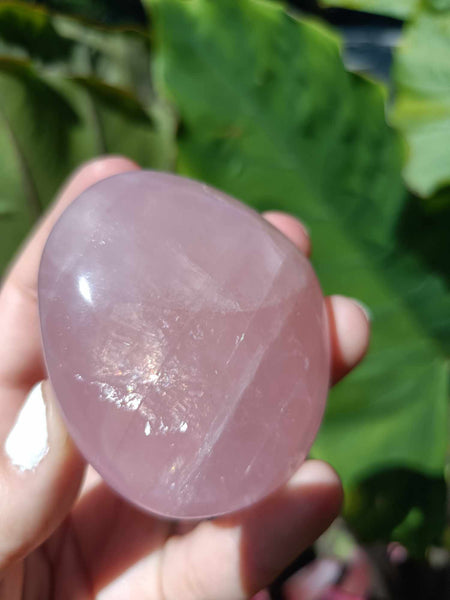 Pink Rose Quartz Crystal Palm Stone