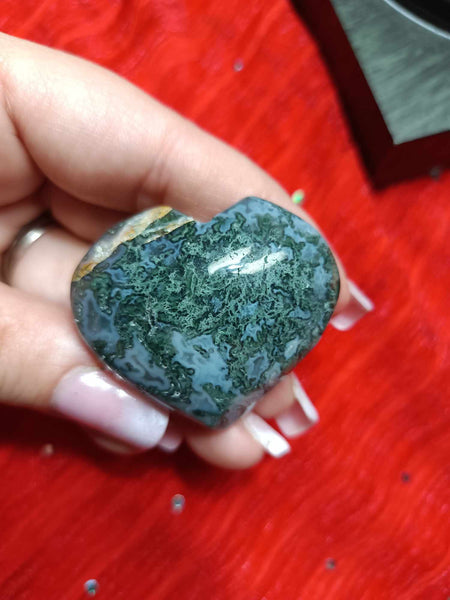 Moss Agate Crystal Heart