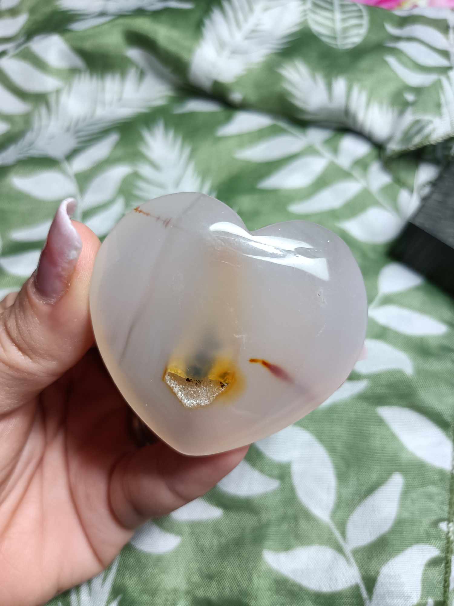 Agate Crystal Heart Carving