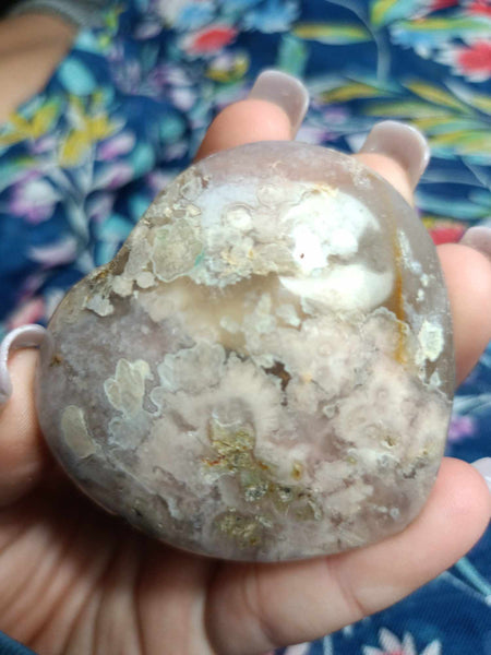 Flower Agate Crystal Heart