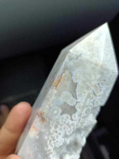 Blue Amethyst tower with  Druzy