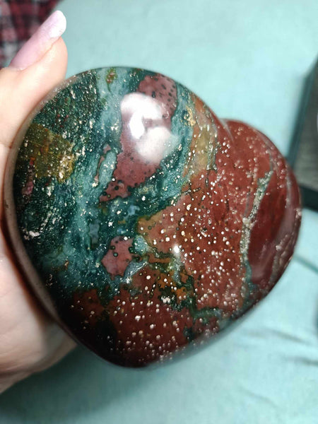 Ocean Jasper Crystal Heart Carving