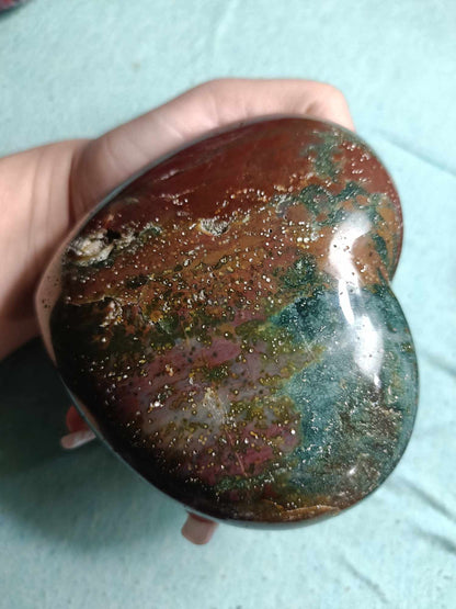 Ocean Jasper Crystal Heart Carving