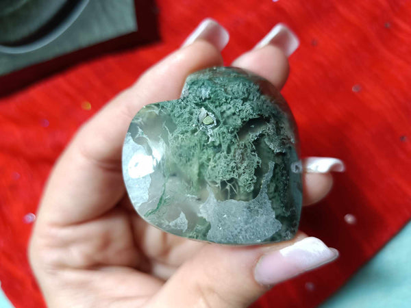 Moss Agate Crystal Heart