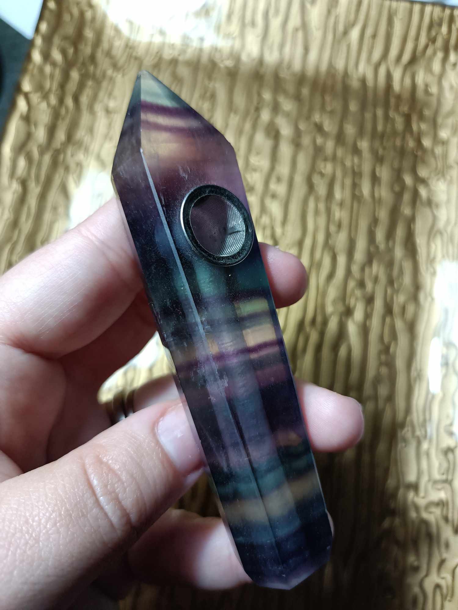 Rainbow Fluorite Crystal Pipe