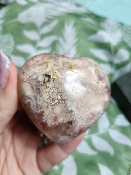 Flower Agate Crystal Heart