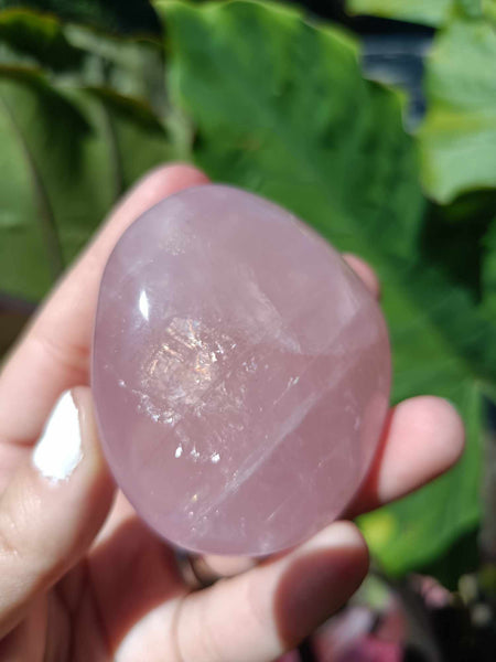 Pink Rose Quartz Crystal Palm Stone