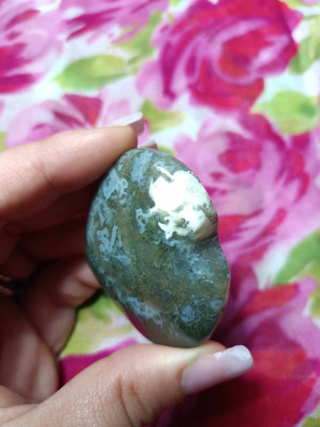 Moss Agate Crystal Heart Carving