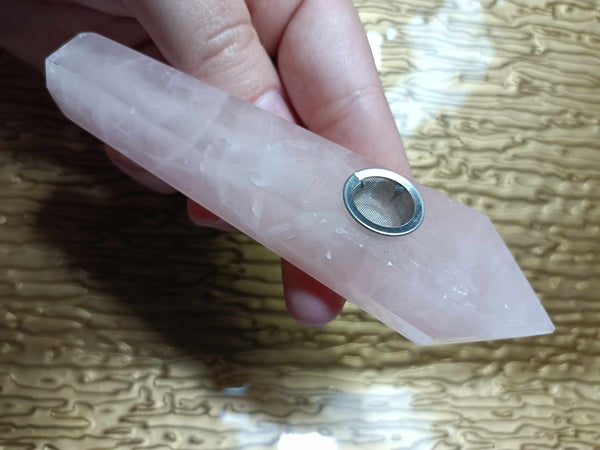 Rose Quartz Crystal Pipe