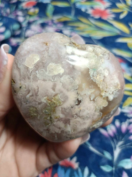 Flower Agate Crystal Heart