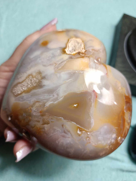 Chalcedony Agate Crystal Heart