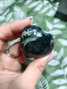 Moss Agate Crystal Heart