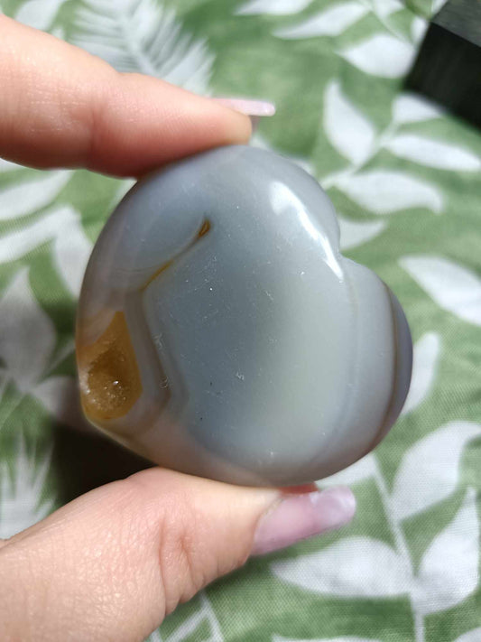 Agate Crystal Heart Carving with band