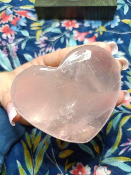 Pink Rose Quartz Crystal Heart Carving