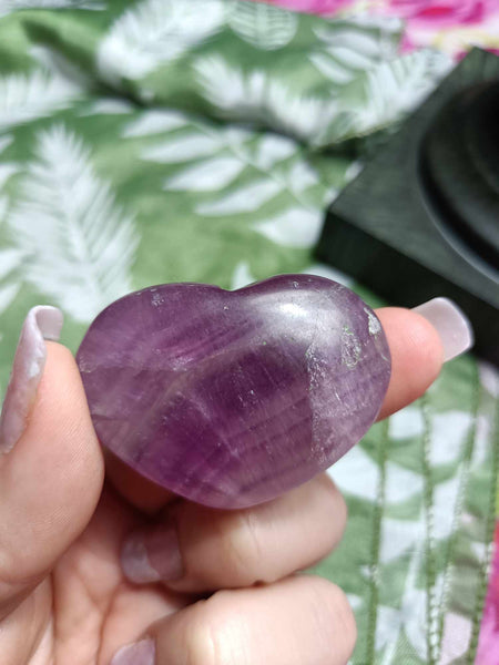 Purple Fluorite Crystal Heart Carving