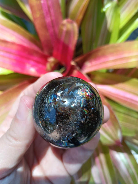 Smokey Quartz Crystal Sphere with plethora of rainbows